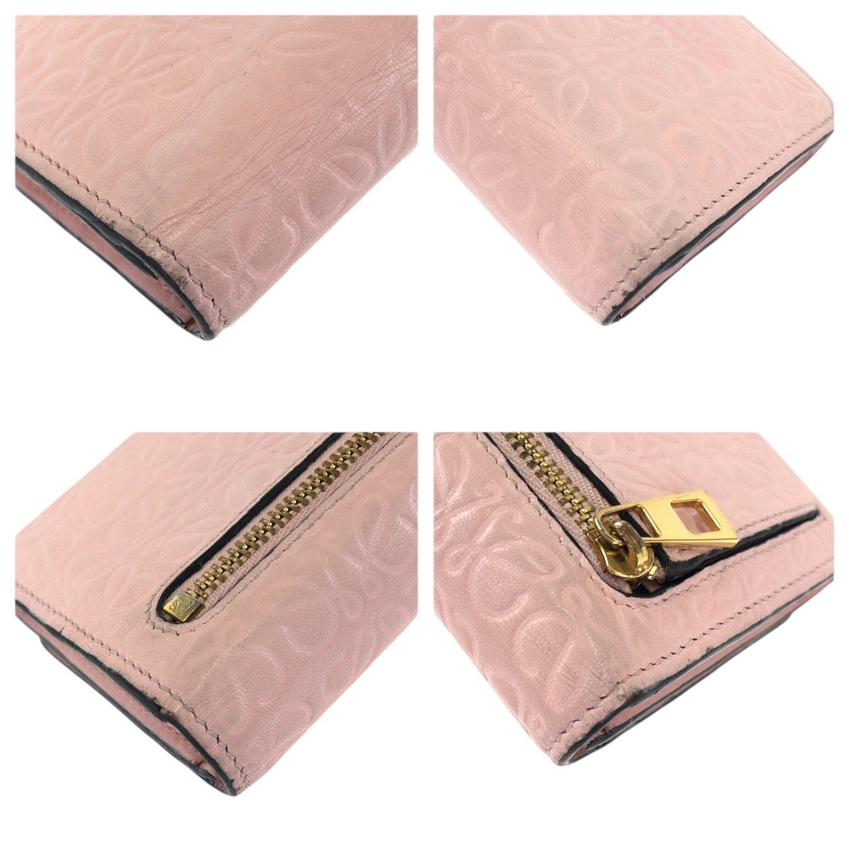 23375
LOEWE ロエベ アナグラム ピンク ゴールド金具 レザー 長財布 ロングウォレット レディース ABP21