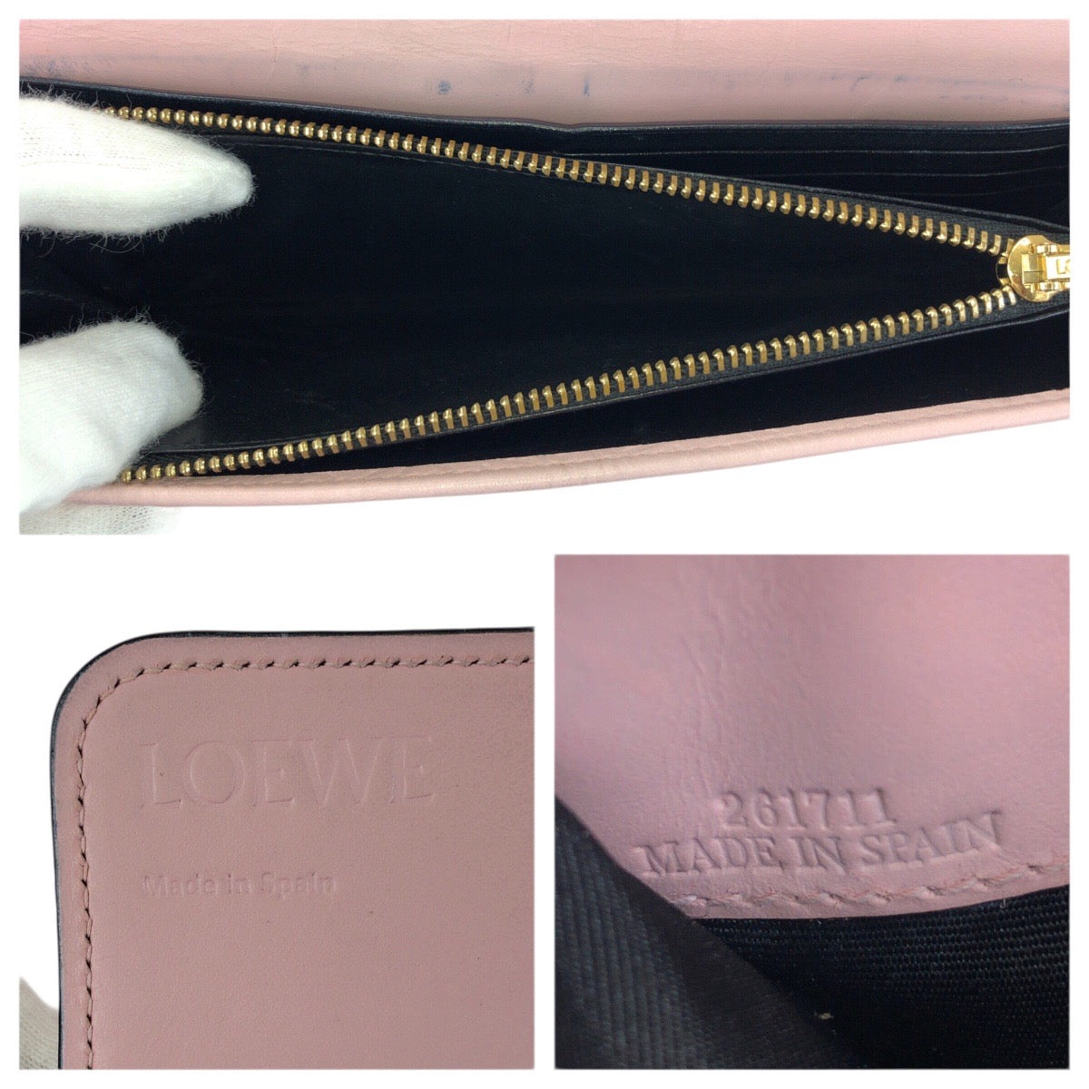 23375
LOEWE ロエベ アナグラム ピンク ゴールド金具 レザー 長財布 ロングウォレット レディース ABP21