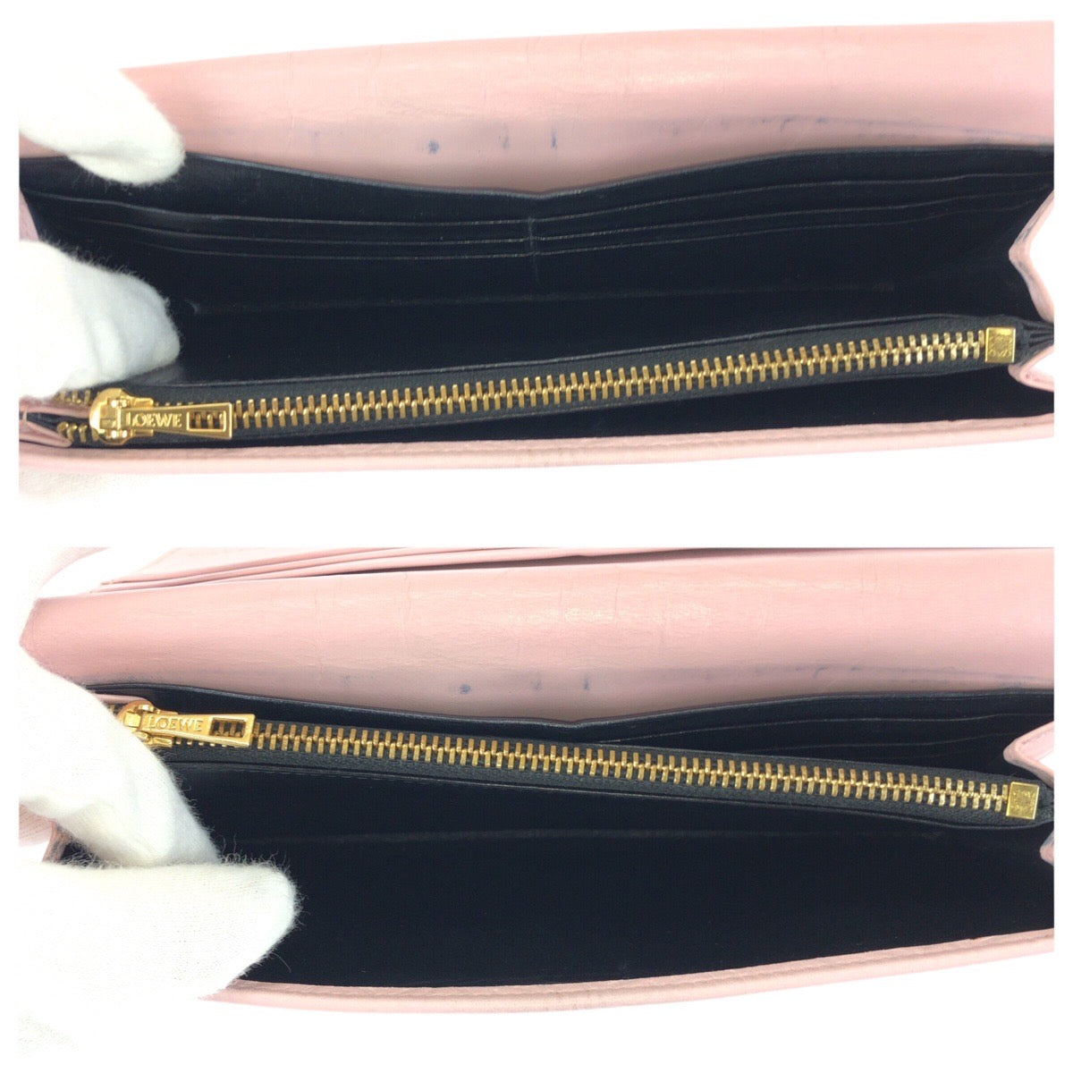 23375
LOEWE ロエベ アナグラム ピンク ゴールド金具 レザー 長財布 ロングウォレット レディース ABP21