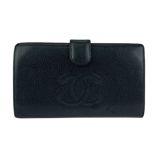 23376
CHANEL シャネル ヴィンテージ ココマーク がま口 ブラック 黒 ゴールド金具 レザー 長財布 ロングウォレット レディース AB38