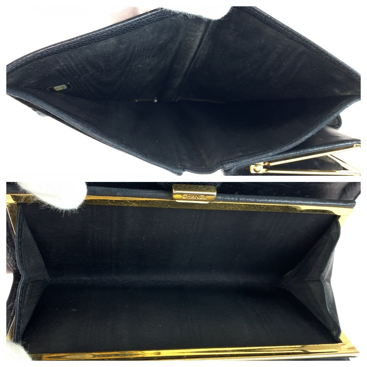 23376
CHANEL シャネル ヴィンテージ ココマーク がま口 ブラック 黒 ゴールド金具 レザー 長財布 ロングウォレット レディース AB38