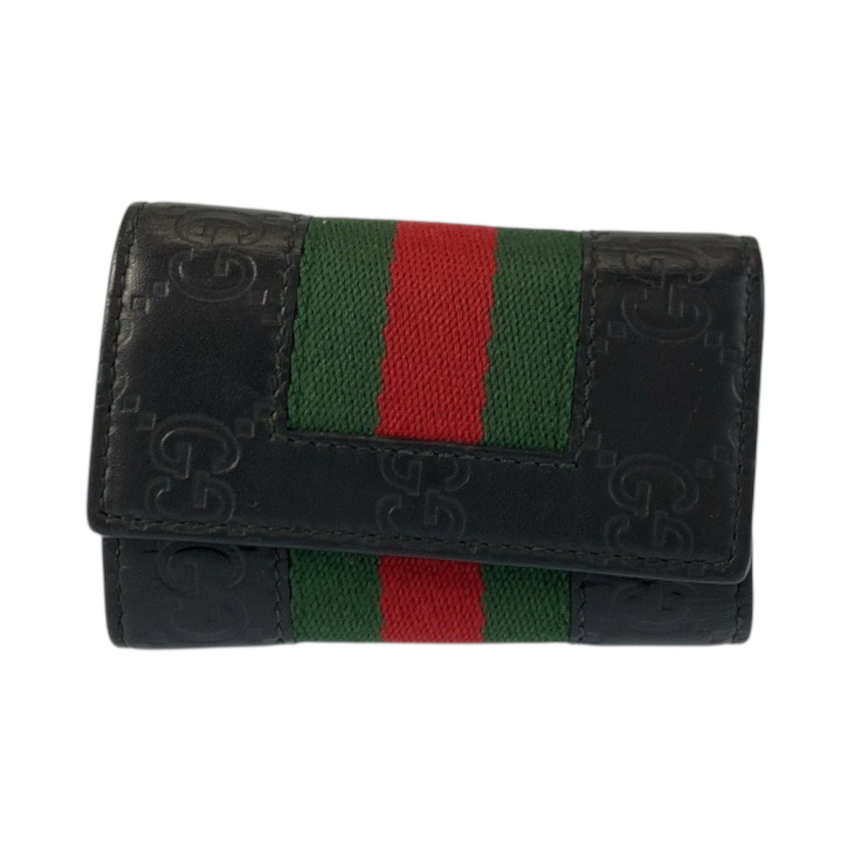 23377
GUCCI グッチ シェリーライン グッチシマ 6連 ブラック 黒 シルバー金具 レザー 408828 キーケース 男女兼用 メンズ AB14