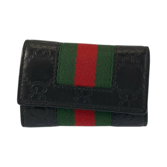 23377
GUCCI グッチ シェリーライン グッチシマ 6連 ブラック 黒 シルバー金具 レザー 408828 キーケース 男女兼用 メンズ AB14