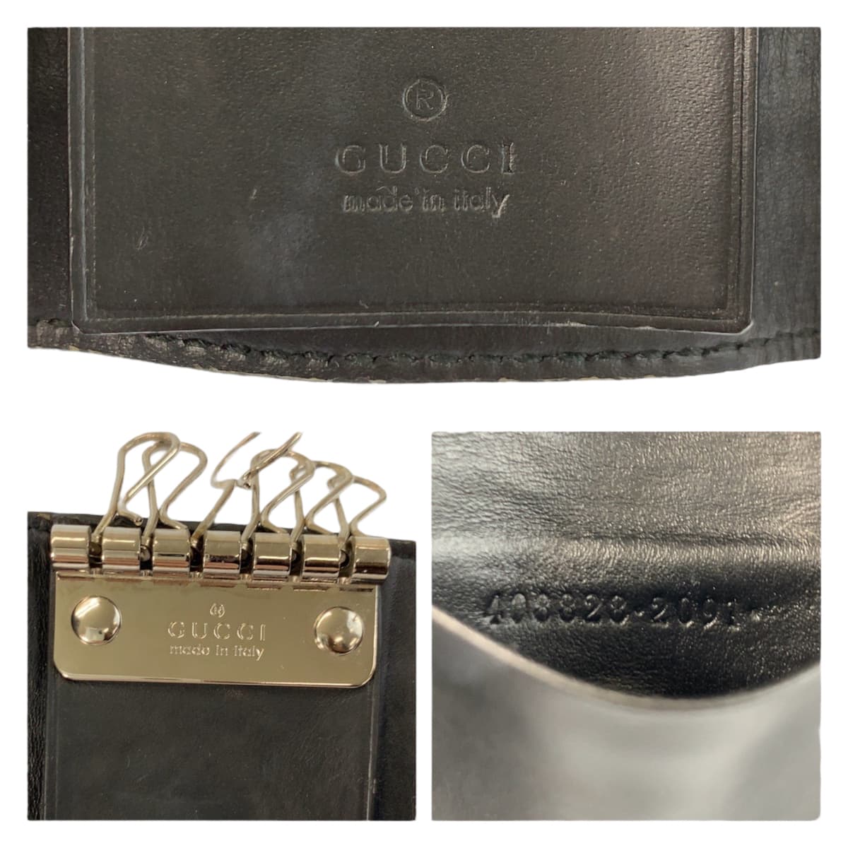 23377
GUCCI グッチ シェリーライン グッチシマ 6連 ブラック 黒 シルバー金具 レザー 408828 キーケース 男女兼用 メンズ AB14