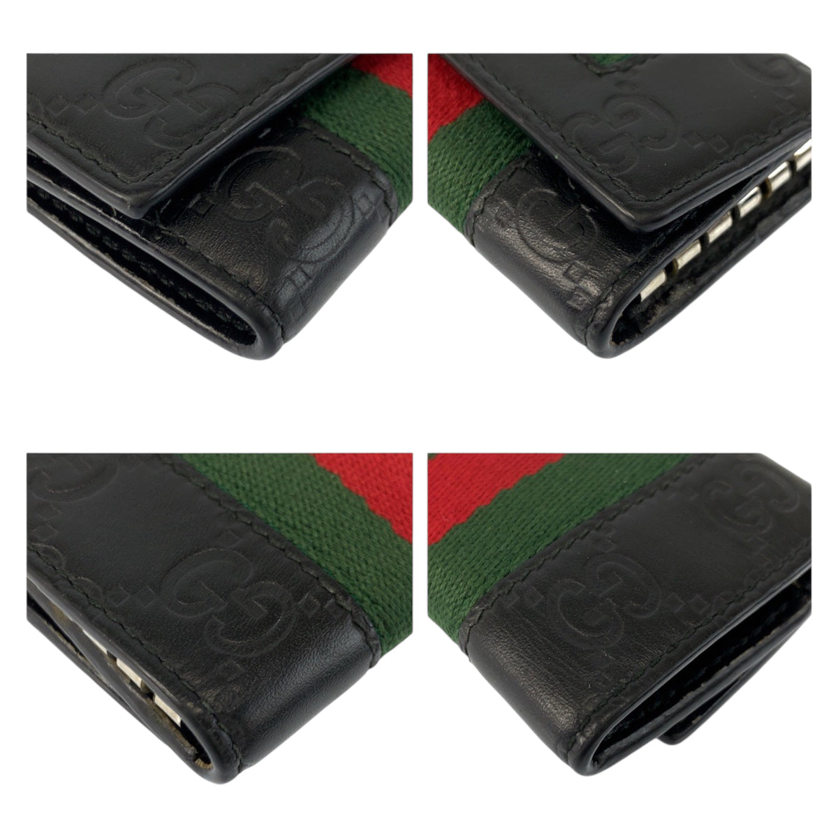23377
GUCCI グッチ シェリーライン グッチシマ 6連 ブラック 黒 シルバー金具 レザー 408828 キーケース 男女兼用 メンズ AB14