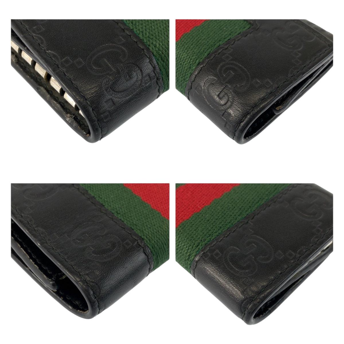 23377
GUCCI グッチ シェリーライン グッチシマ 6連 ブラック 黒 シルバー金具 レザー 408828 キーケース 男女兼用 メンズ AB14