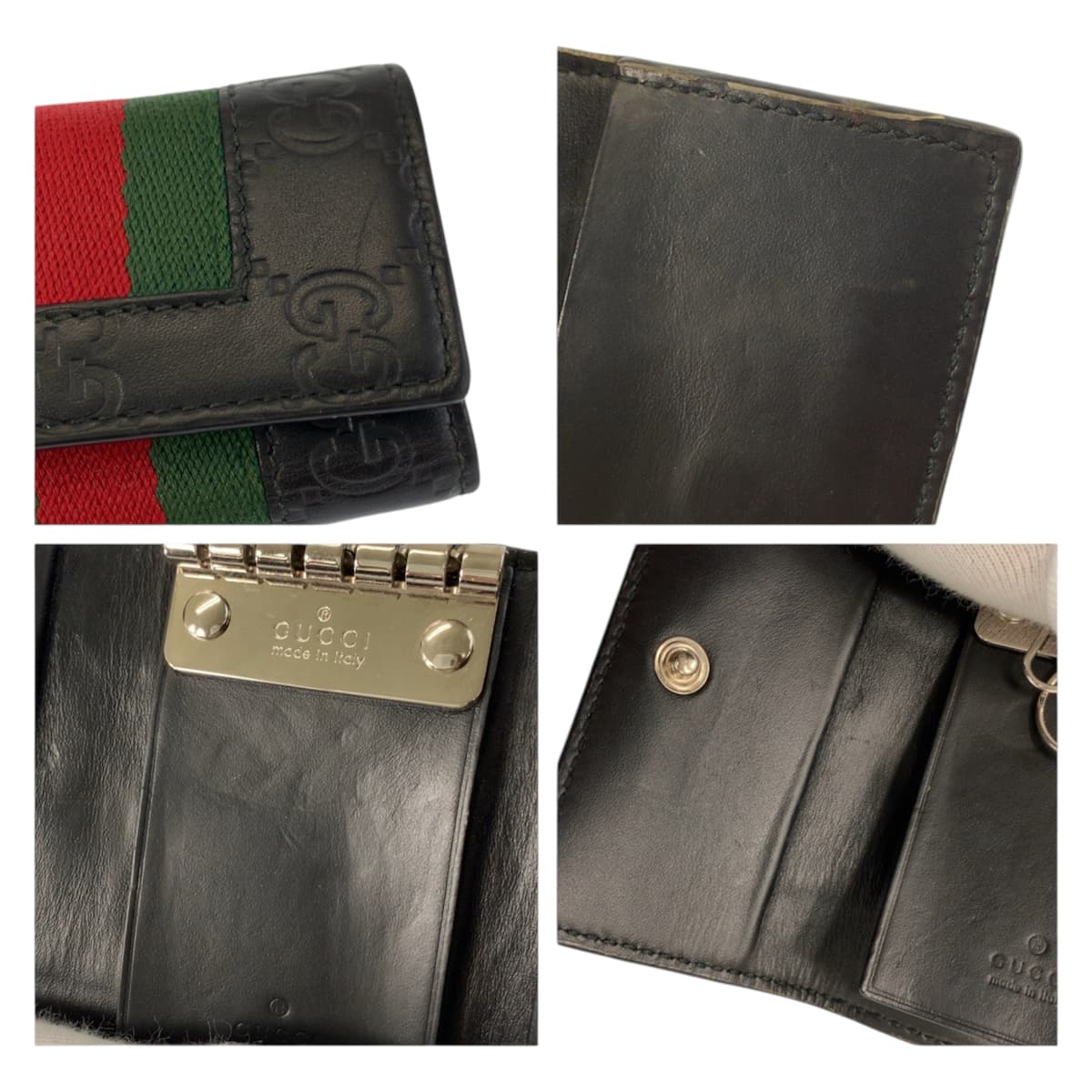23377
GUCCI グッチ シェリーライン グッチシマ 6連 ブラック 黒 シルバー金具 レザー 408828 キーケース 男女兼用 メンズ AB14
