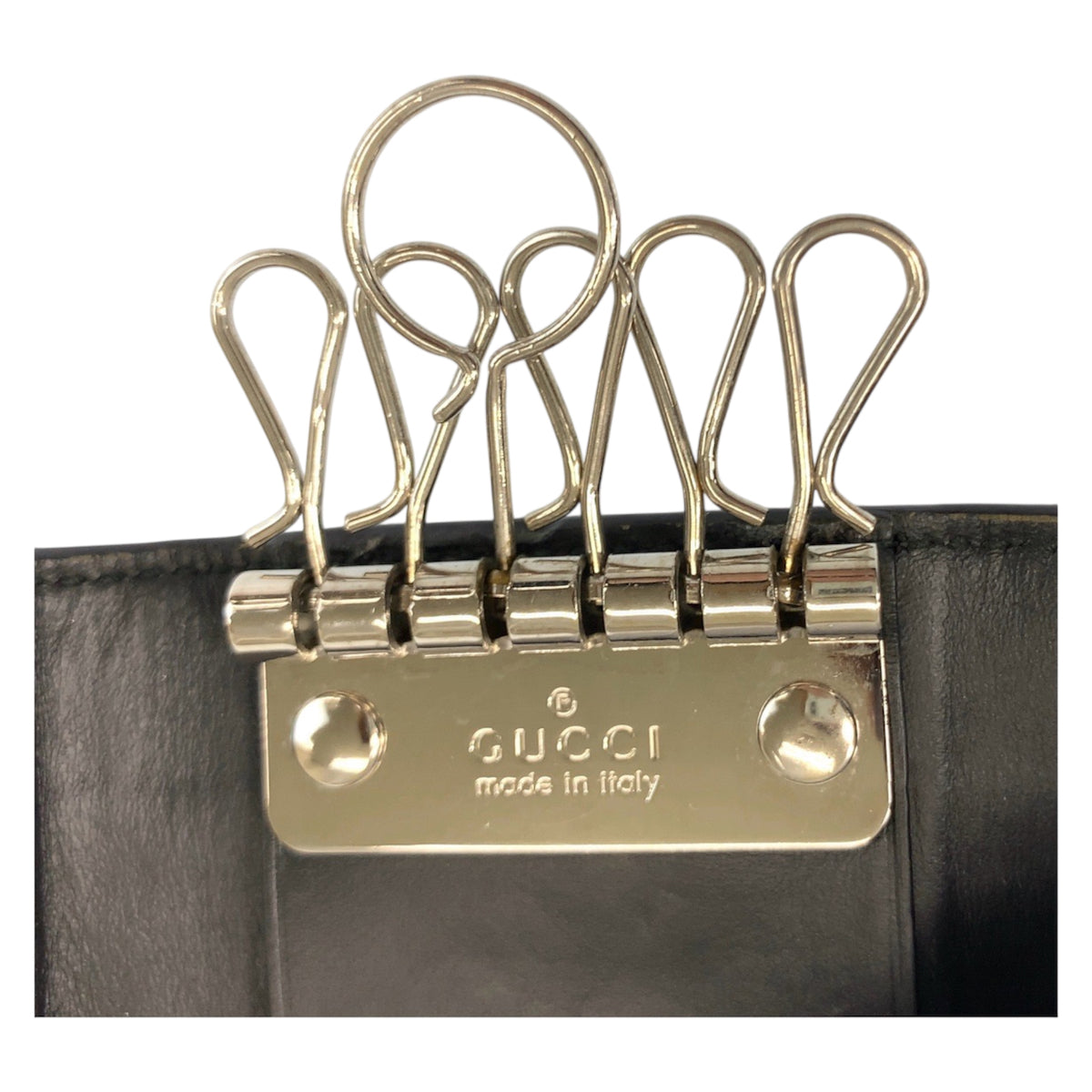 23377
GUCCI グッチ シェリーライン グッチシマ 6連 ブラック 黒 シルバー金具 レザー 408828 キーケース 男女兼用 メンズ AB14