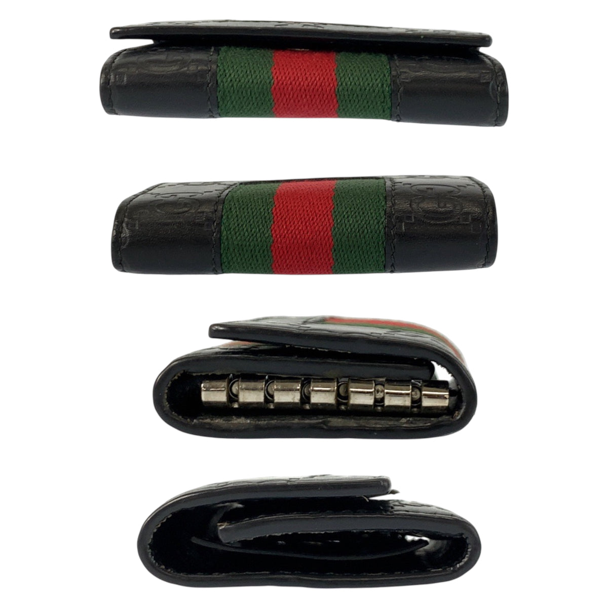 23377
GUCCI グッチ シェリーライン グッチシマ 6連 ブラック 黒 シルバー金具 レザー 408828 キーケース 男女兼用 メンズ AB14
