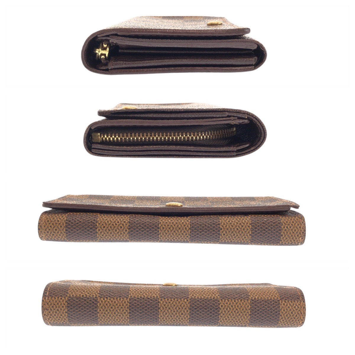 23380
LOUIS VUITTON ルイヴィトン ダミエ ポルトモネビエ トレゾール ブラウン ゴールド金具 PVC N61730 折り財布 コンパクトウォレット レディース AB16