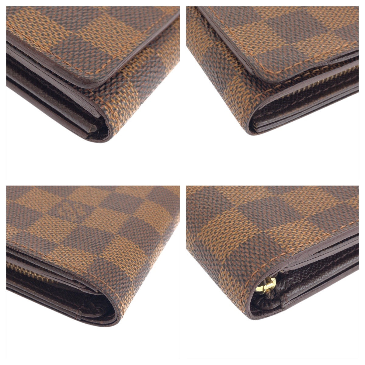 23380
LOUIS VUITTON ルイヴィトン ダミエ ポルトモネビエ トレゾール ブラウン ゴールド金具 PVC N61730 折り財布 コンパクトウォレット レディース AB16