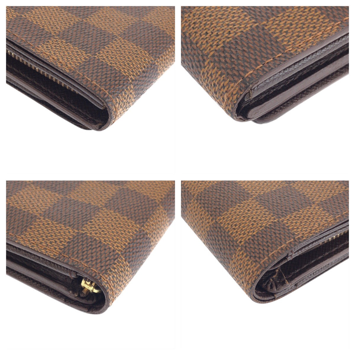 23380
LOUIS VUITTON ルイヴィトン ダミエ ポルトモネビエ トレゾール ブラウン ゴールド金具 PVC N61730 折り財布 コンパクトウォレット レディース AB16