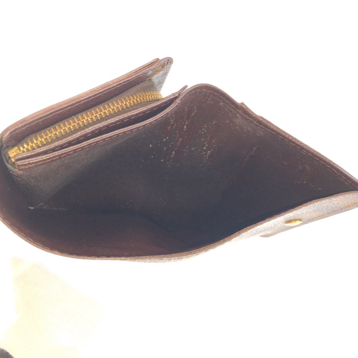 23380
LOUIS VUITTON ルイヴィトン ダミエ ポルトモネビエ トレゾール ブラウン ゴールド金具 PVC N61730 折り財布 コンパクトウォレット レディース AB16