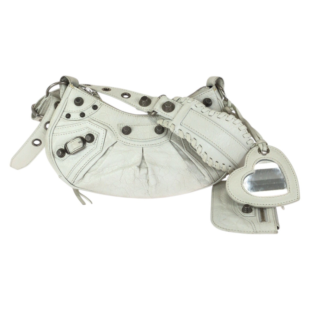 23382
BALENCIAGA バレンシアガ ル カゴール XS ホワイト シルバー金具 レザー 671309 ショルダーバッグ ポシェット レディース ABP140