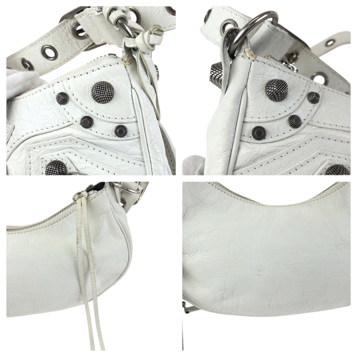 23382
BALENCIAGA バレンシアガ ル カゴール XS ホワイト シルバー金具 レザー 671309 ショルダーバッグ ポシェット レディース ABP140