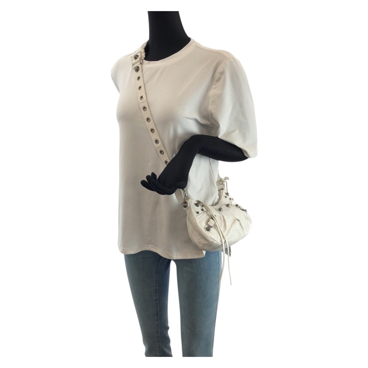 23382
BALENCIAGA バレンシアガ ル カゴール XS ホワイト シルバー金具 レザー 671309 ショルダーバッグ ポシェット レディース ABP140