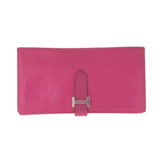 23383
HERMES エルメス ベアン スフレ ピンク シルバー金具 ヴォーエプソン 長財布 ロングウォレット □K刻印 レディース ABP42