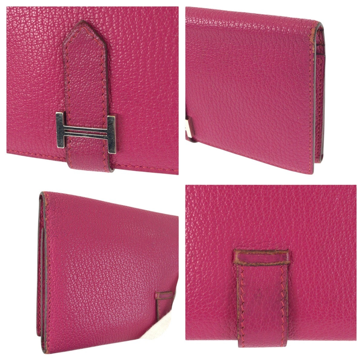 23383
HERMES エルメス ベアン スフレ ピンク シルバー金具 ヴォーエプソン 長財布 ロングウォレット □K刻印 レディース ABP42
