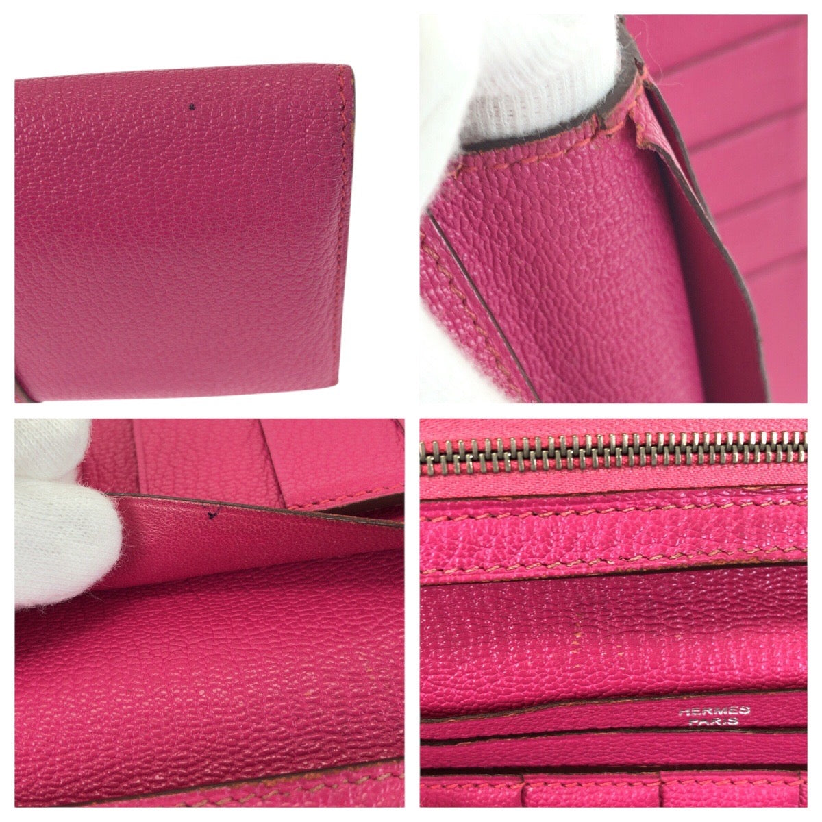 23383
HERMES エルメス ベアン スフレ ピンク シルバー金具 ヴォーエプソン 長財布 ロングウォレット □K刻印 レディース ABP42