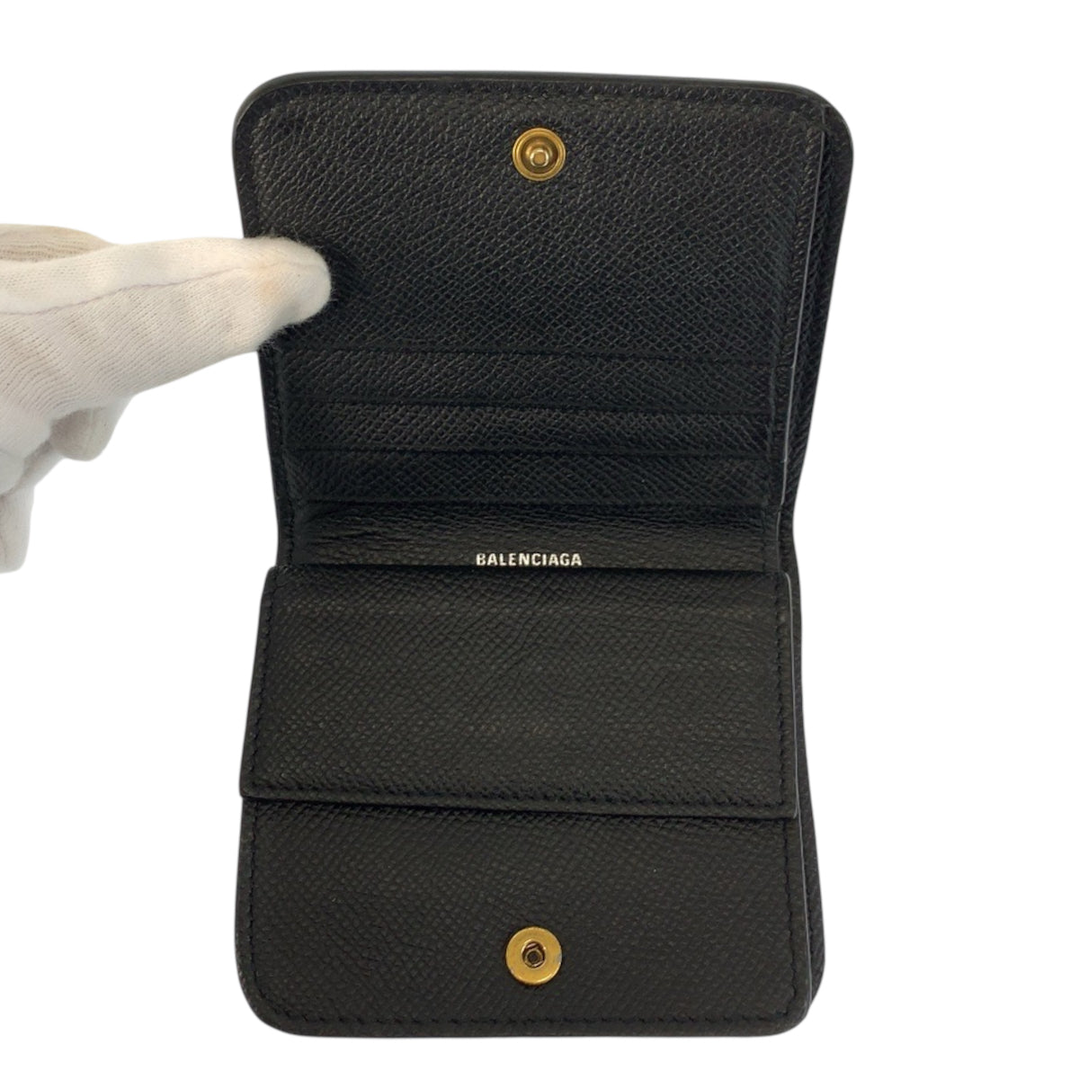 23384
BALENCIAGA バレンシアガ ブラック 黒 レザー 594216 折財布 コンパクトウォレット レディース ABP21
