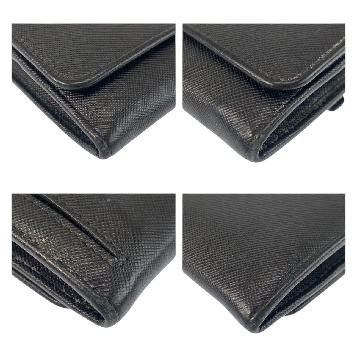 23385
PRADA プラダ サフィアーノ ブラック 黒 ピンク レザー 長財布 ロングウォレット レディース AB23