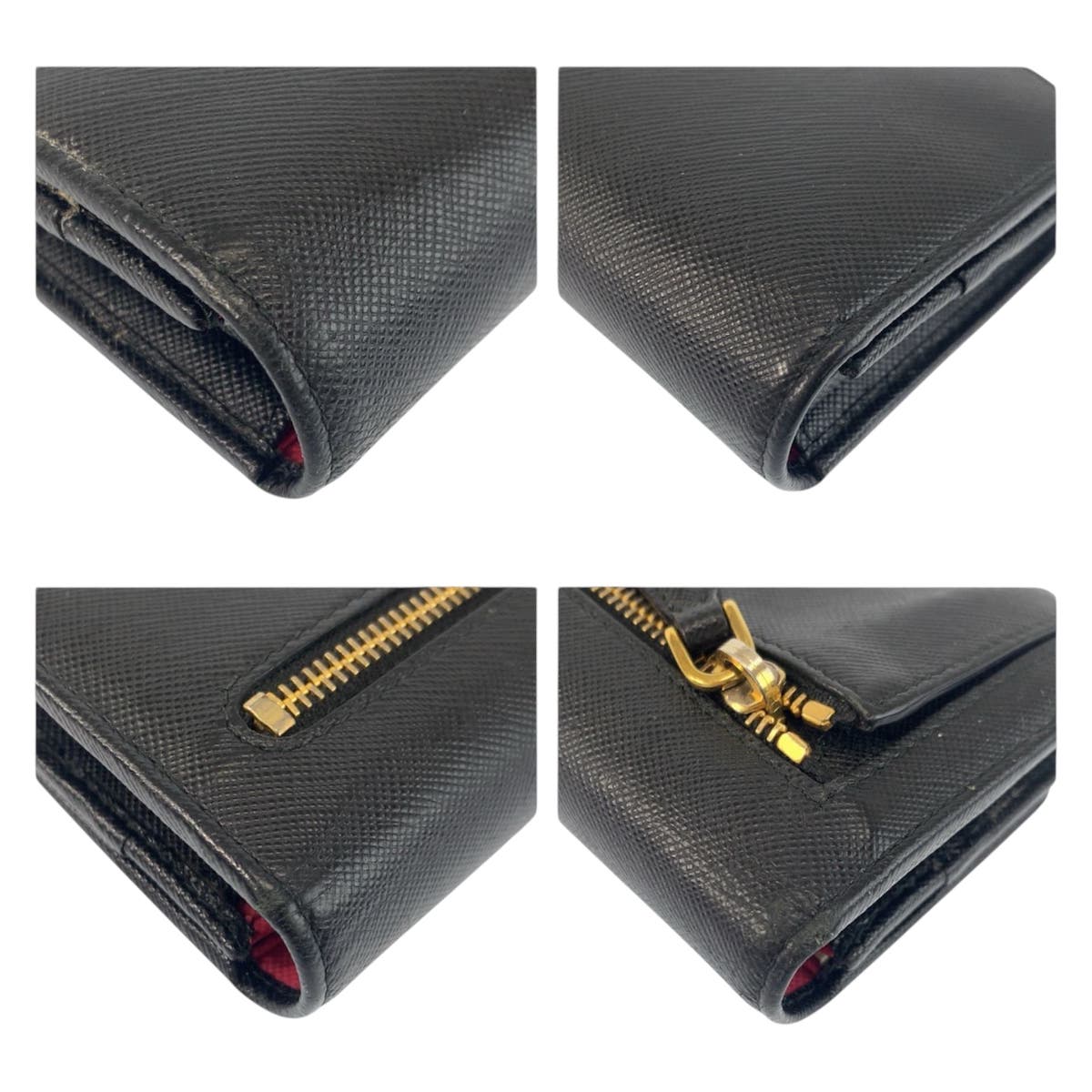 23385
PRADA プラダ サフィアーノ ブラック 黒 ピンク レザー 長財布 ロングウォレット レディース AB23