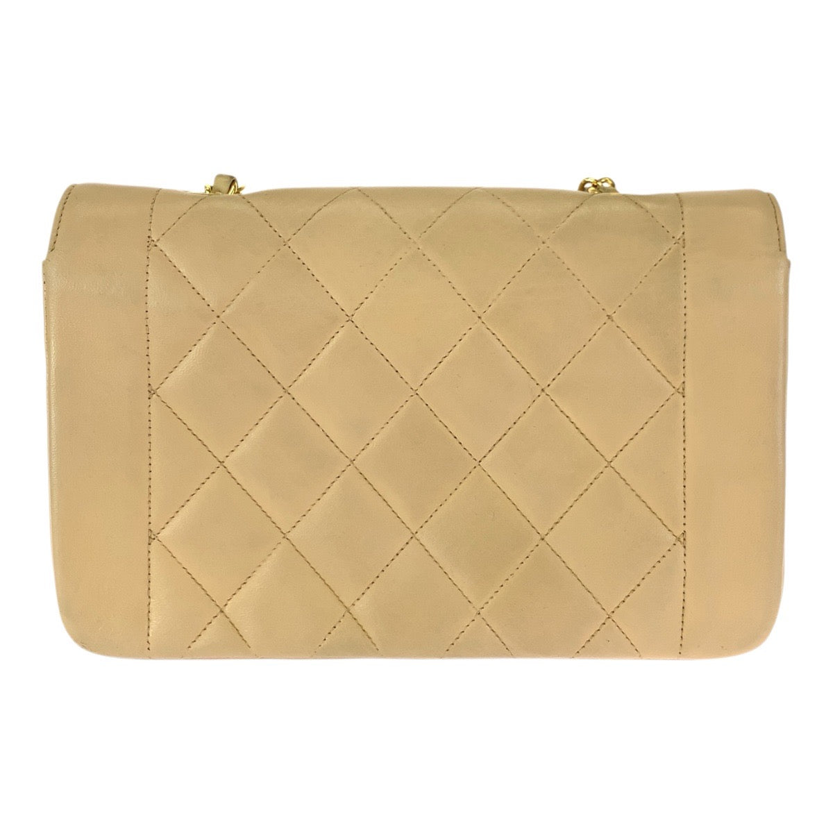 23386
CHANEL シャネル ヴィンテージ ダイアナ マトラッセ ベージュ ゴールド金具 ラムスキン チェーンショルダーバッグ レディース AB300