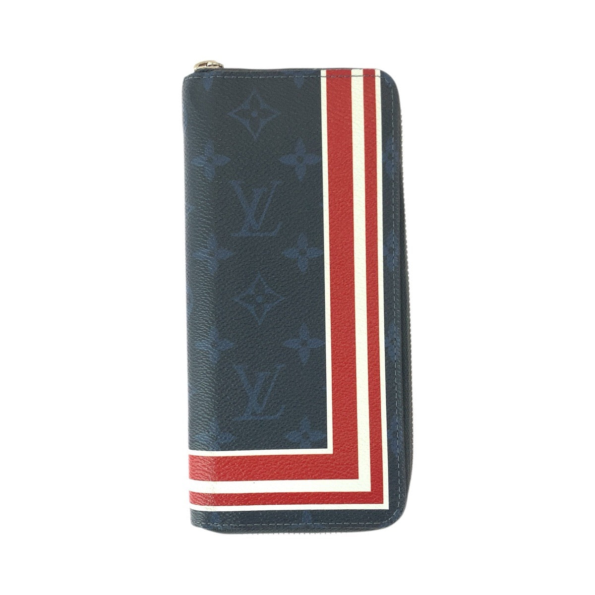 23387
LOUIS VUITTON ルイヴィトン モノグラム コバルト ヴェルティカル ストライプ ネイビー レッド シルバー金具 PVC M61678 長財布 ラウンドファスナー メンズ ABP35