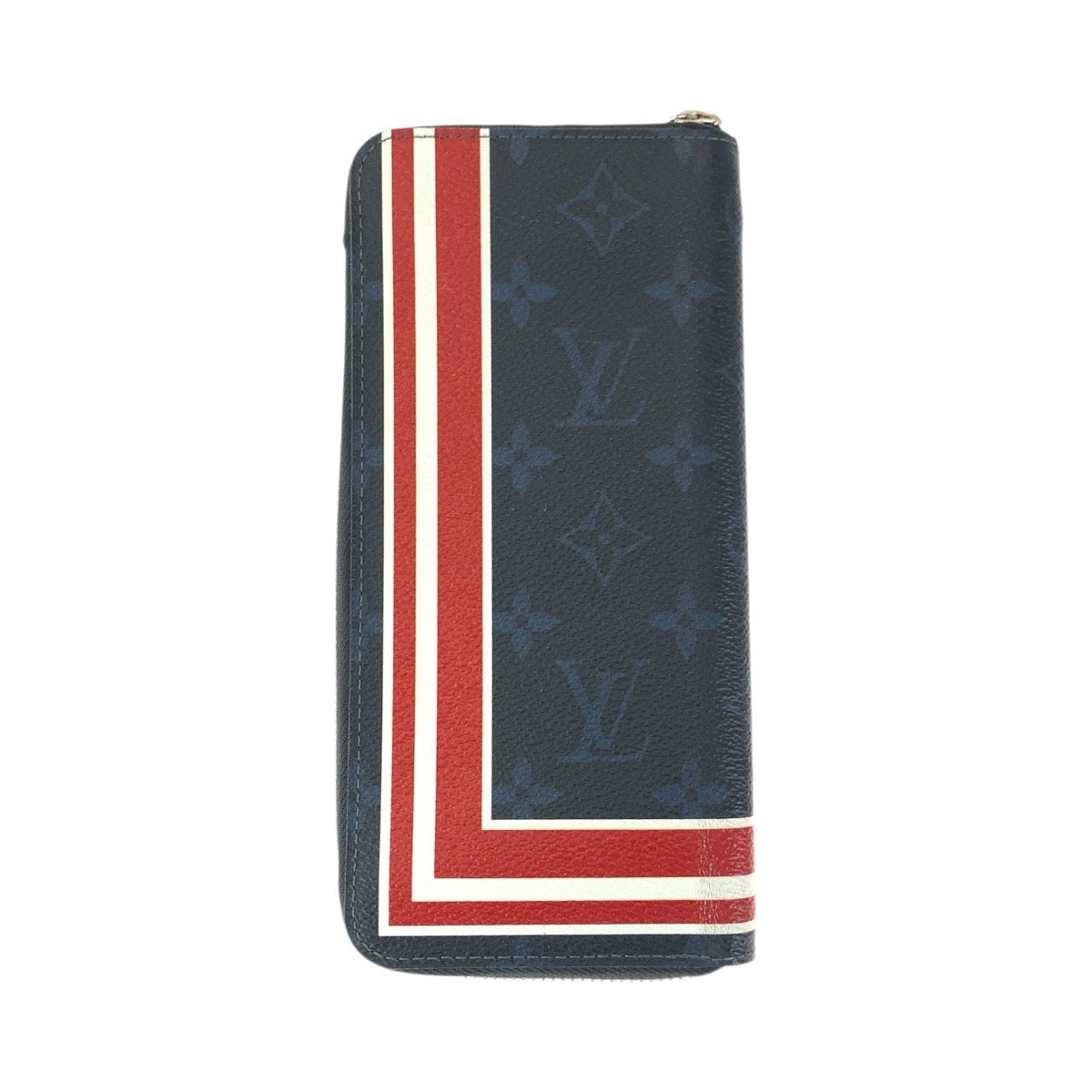 23387
LOUIS VUITTON ルイヴィトン モノグラム コバルト ヴェルティカル ストライプ ネイビー レッド シルバー金具 PVC M61678 長財布 ラウンドファスナー メンズ ABP35