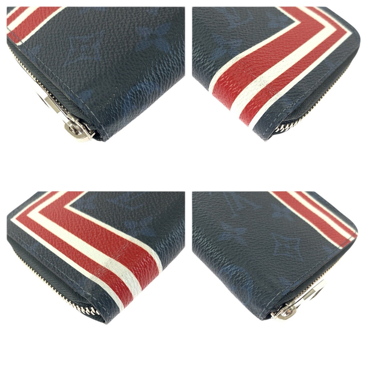 23387
LOUIS VUITTON ルイヴィトン モノグラム コバルト ヴェルティカル ストライプ ネイビー レッド シルバー金具 PVC M61678 長財布 ラウンドファスナー メンズ ABP35