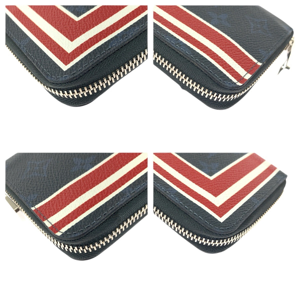 23387
LOUIS VUITTON ルイヴィトン モノグラム コバルト ヴェルティカル ストライプ ネイビー レッド シルバー金具 PVC M61678 長財布 ラウンドファスナー メンズ ABP35