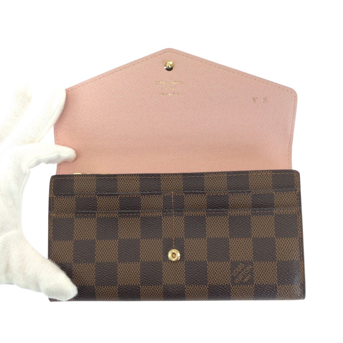 23389
LOUIS VUITTON ルイヴィトン ダミエ エベヌ ポルトフォイユ サラ ブラウン ゴールド金具 PVC N60114 長財布 ロングウォレット レディース ABP28