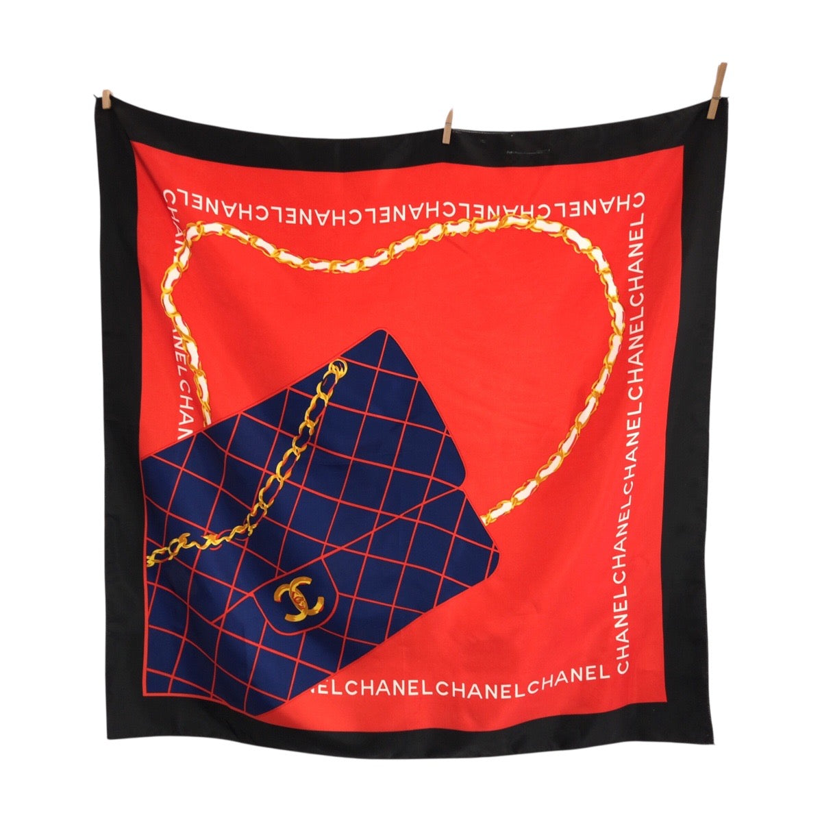 23393
CHANEL シャネル ココマーク マトラッセ柄 レッド ネイビー ブラック シルク スカーフ レディース ABP28