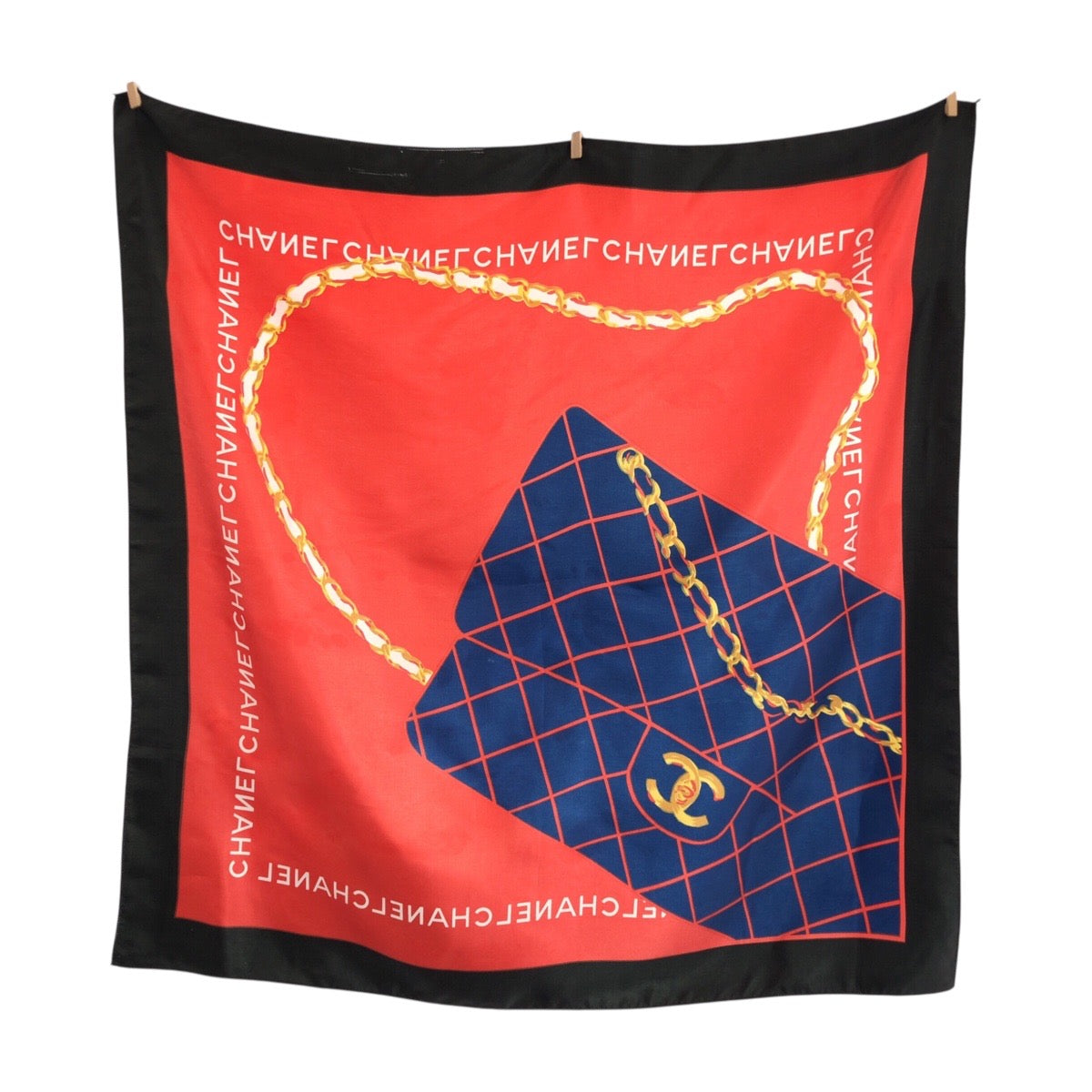 23393
CHANEL シャネル ココマーク マトラッセ柄 レッド ネイビー ブラック シルク スカーフ レディース ABP28