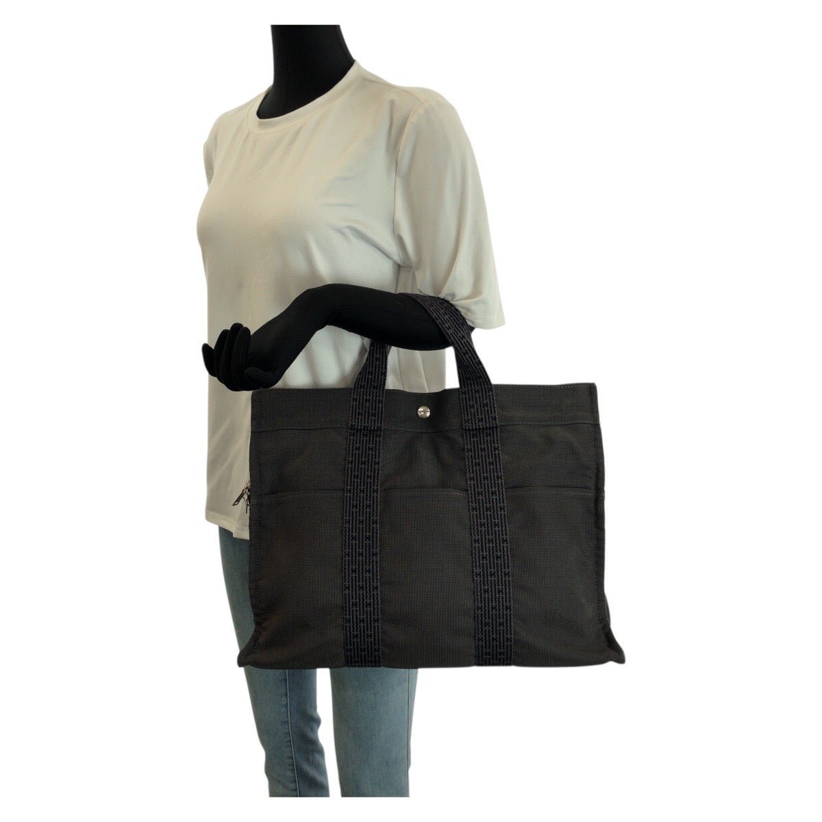 23394
HERMES エルメス エールライン MM グレー シルバー金具 ナイロン / ポリエステル トートバッグ 男女兼用 レディース ABP21
