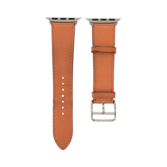 23395
HERMES エルメス シンプルトゥール 38/40/41/42mm オレンジ シルバー金具 レザー 腕時計 アップルウォッチバンド 男女兼用 B刻印 レディース AB14