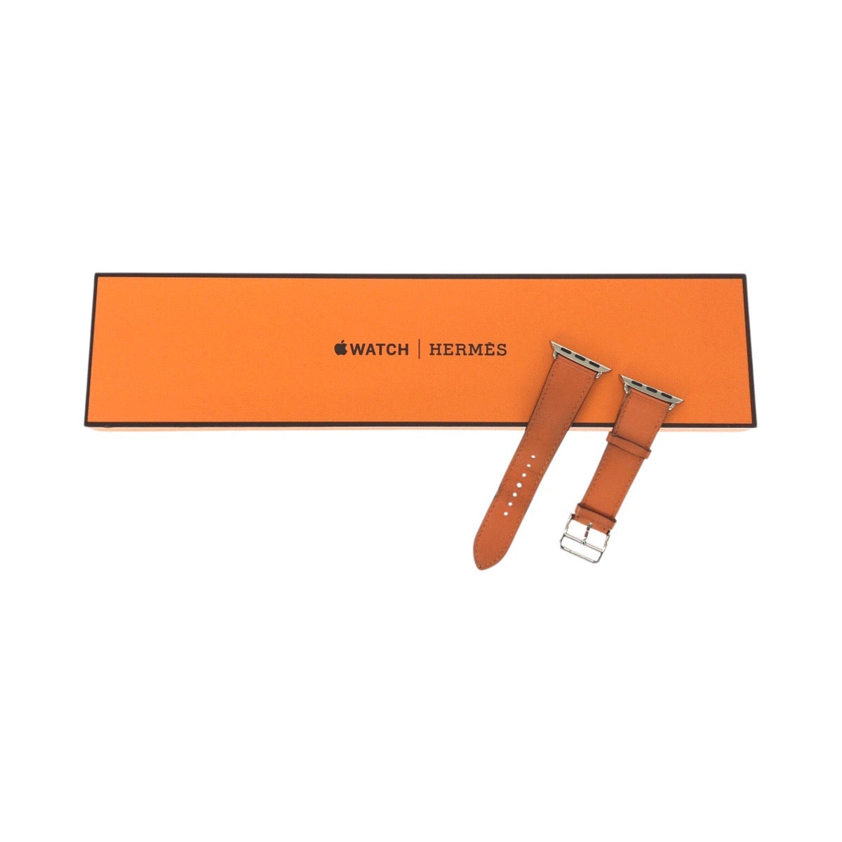 23395
HERMES エルメス シンプルトゥール 38/40/41/42mm オレンジ シルバー金具 レザー 腕時計 アップルウォッチバンド 男女兼用 B刻印 レディース AB14