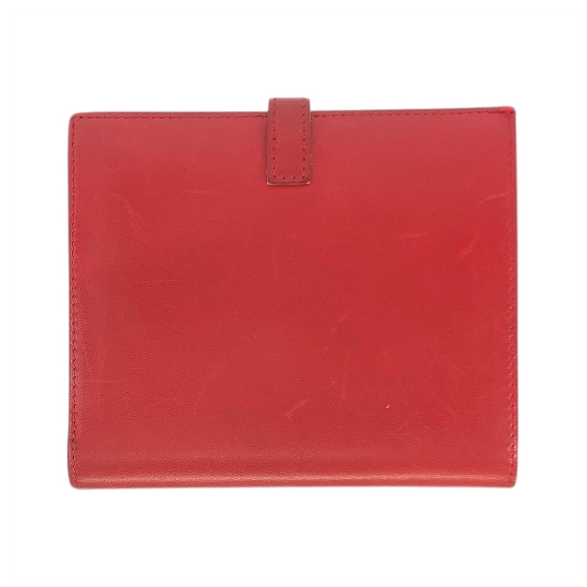 23397
HERMES エルメス ソミュール レッド ゴールド金具 レザー 折財布 コンパクトウォレット ◯X刻印 レディース AB42