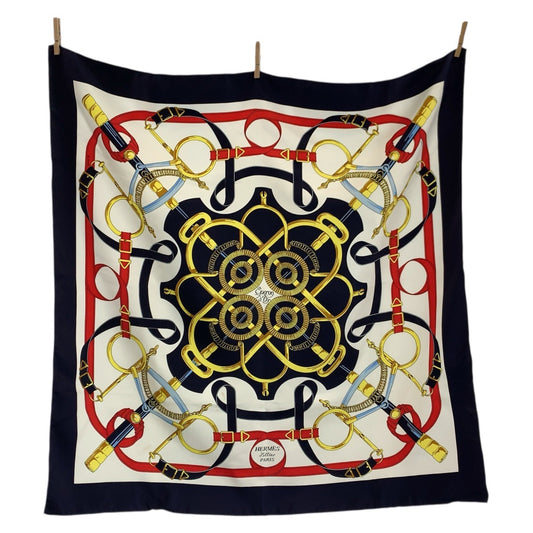 23398
HERMES エルメス Eperon dOr 黄金の拍車 カレ90 マルチカラー シルク スカーフ レディース AB21