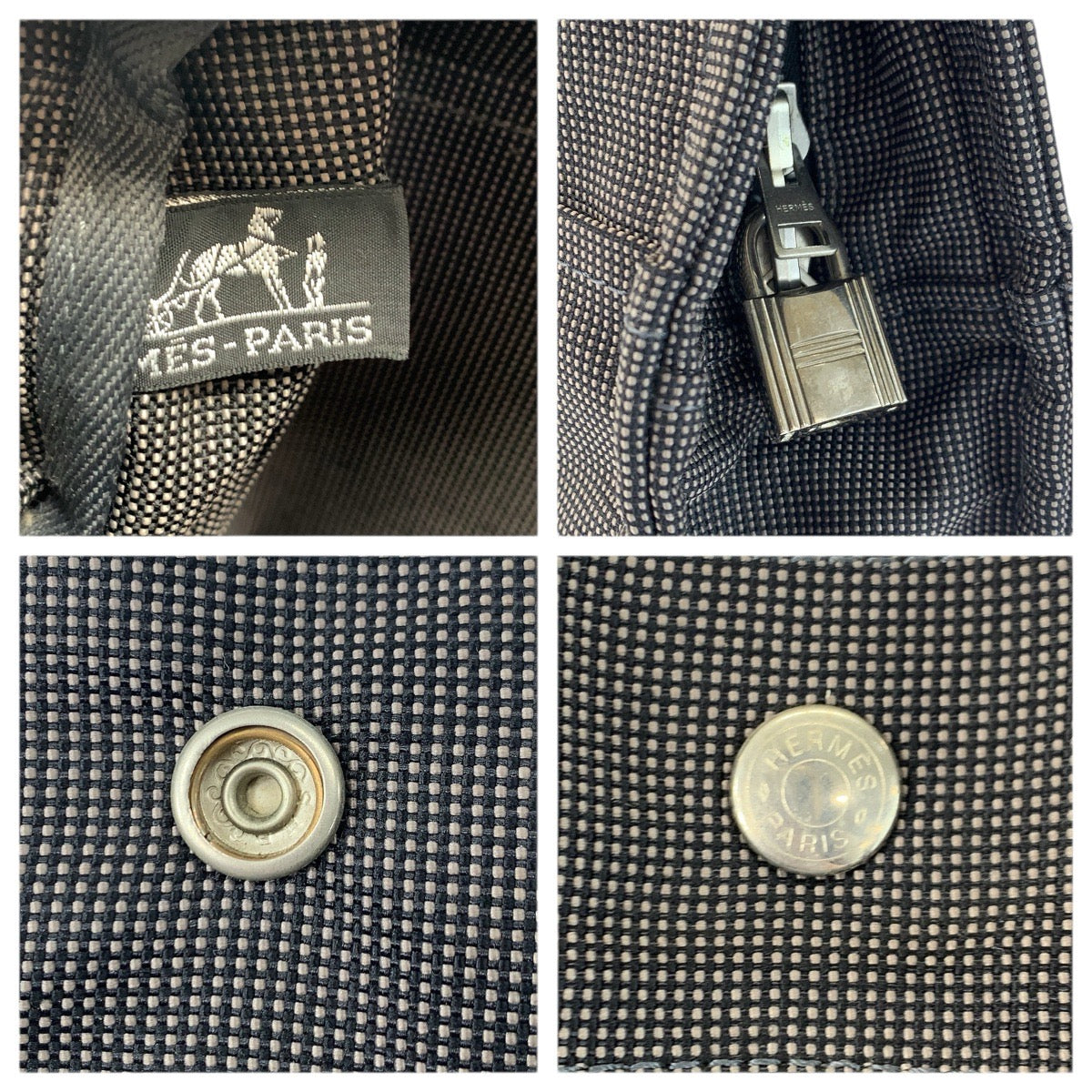 23399
HERMES エルメス エールラインMM グレー シルバー金具 ポリアミド / ポリエステル トートバッグ ハンドバッグ レディース ABP21
