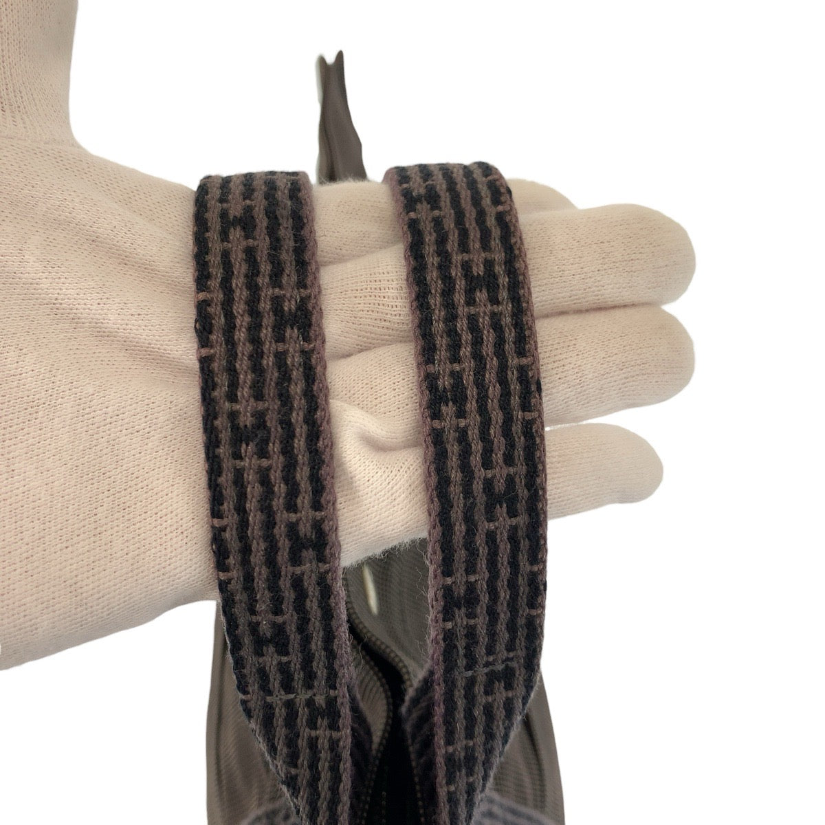 23399
HERMES エルメス エールラインMM グレー シルバー金具 ポリアミド / ポリエステル トートバッグ ハンドバッグ レディース ABP21
