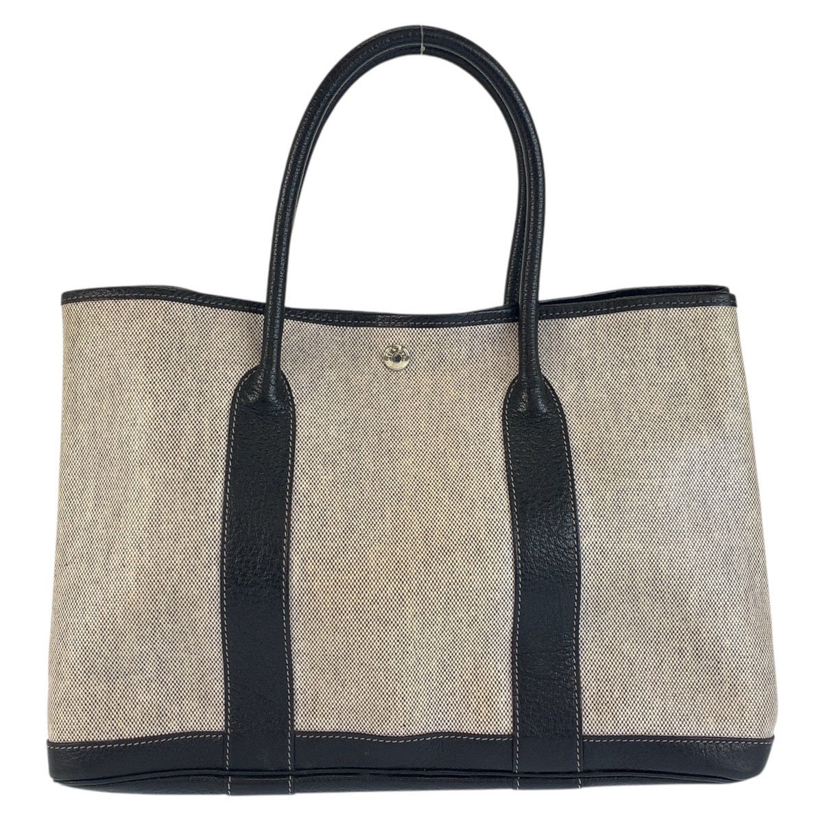 23400
HERMES エルメス ガーデンパーティPM グレー ブラック シルバー金具 トワルアッシュ / レザー トートバッグ ハンドバッグ レディース AB140