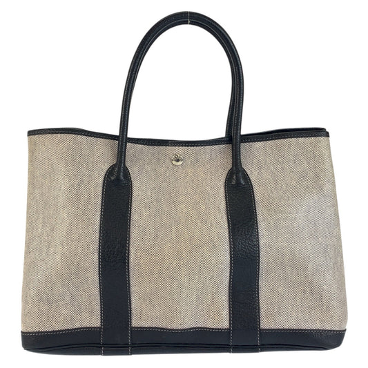 23400
HERMES エルメス ガーデンパーティPM グレー ブラック シルバー金具 トワルアッシュ / レザー トートバッグ ハンドバッグ レディース AB140