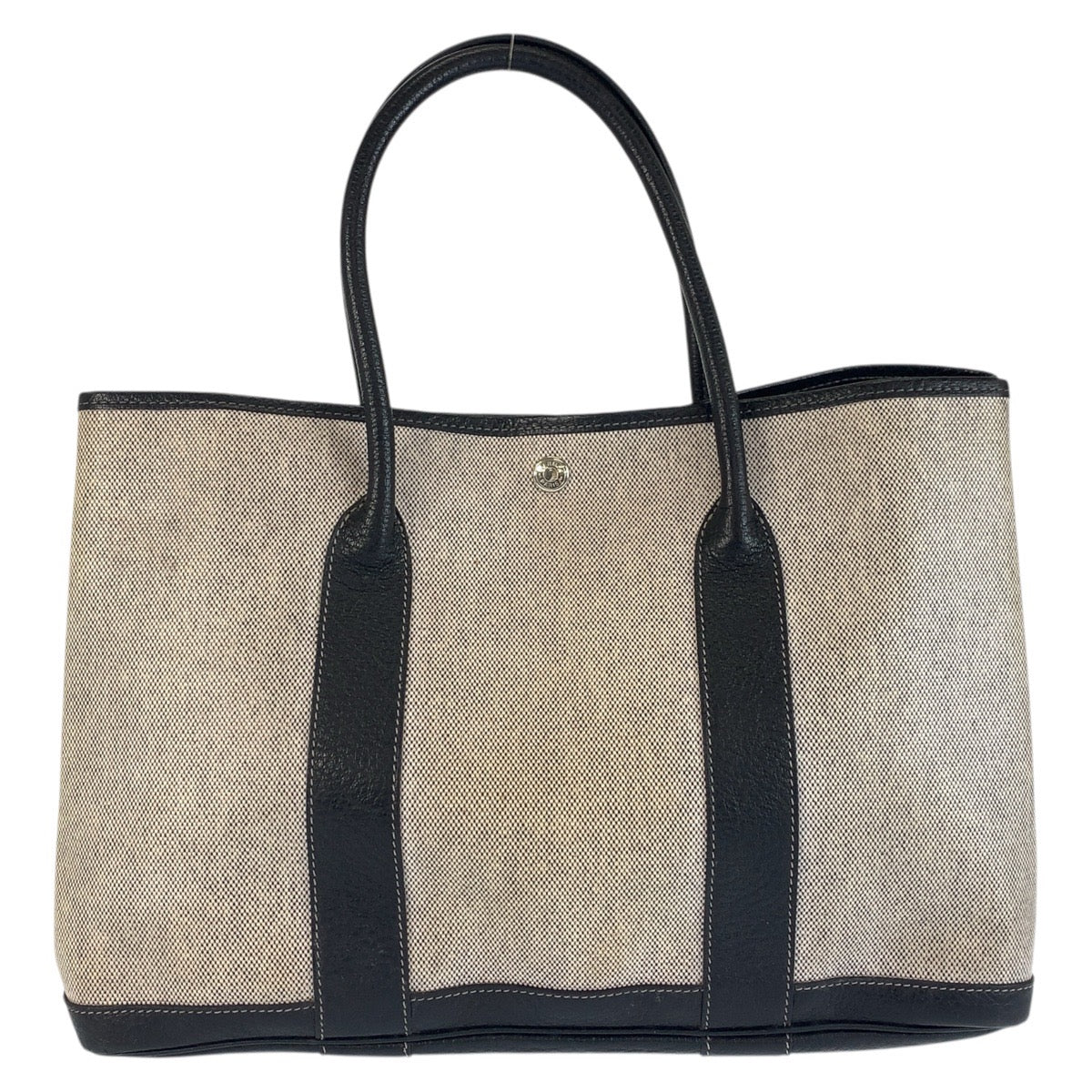 23400
HERMES エルメス ガーデンパーティPM グレー ブラック シルバー金具 トワルアッシュ / レザー トートバッグ ハンドバッグ レディース AB140