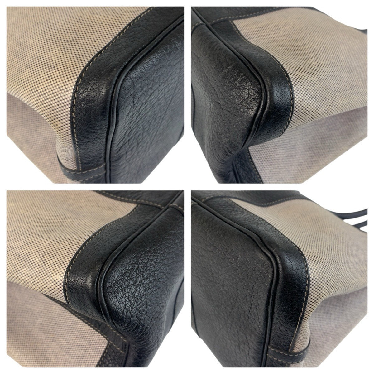 23400
HERMES エルメス ガーデンパーティPM グレー ブラック シルバー金具 トワルアッシュ / レザー トートバッグ ハンドバッグ レディース AB140
