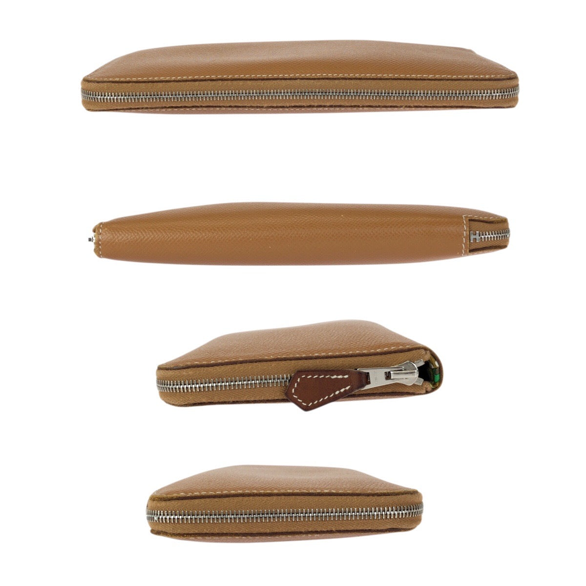 23401
HERMES エルメス アザップロング シルクイン ゴールド ブラウン シルバー金具 ヴォーエプソン 長財布 ラウンドファスナー Y刻印 レディース ABP74