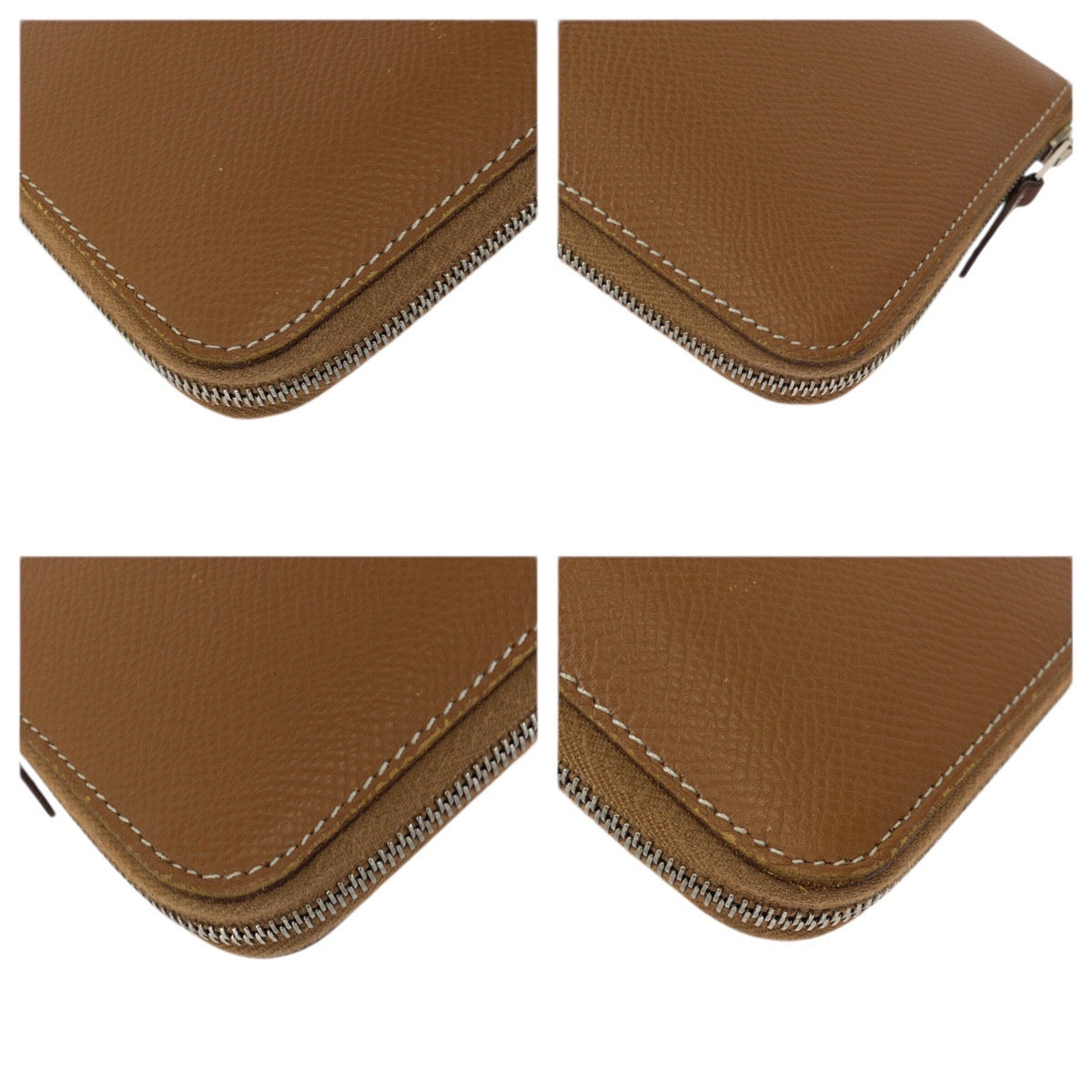 23401
HERMES エルメス アザップロング シルクイン ゴールド ブラウン シルバー金具 ヴォーエプソン 長財布 ラウンドファスナー Y刻印 レディース ABP74