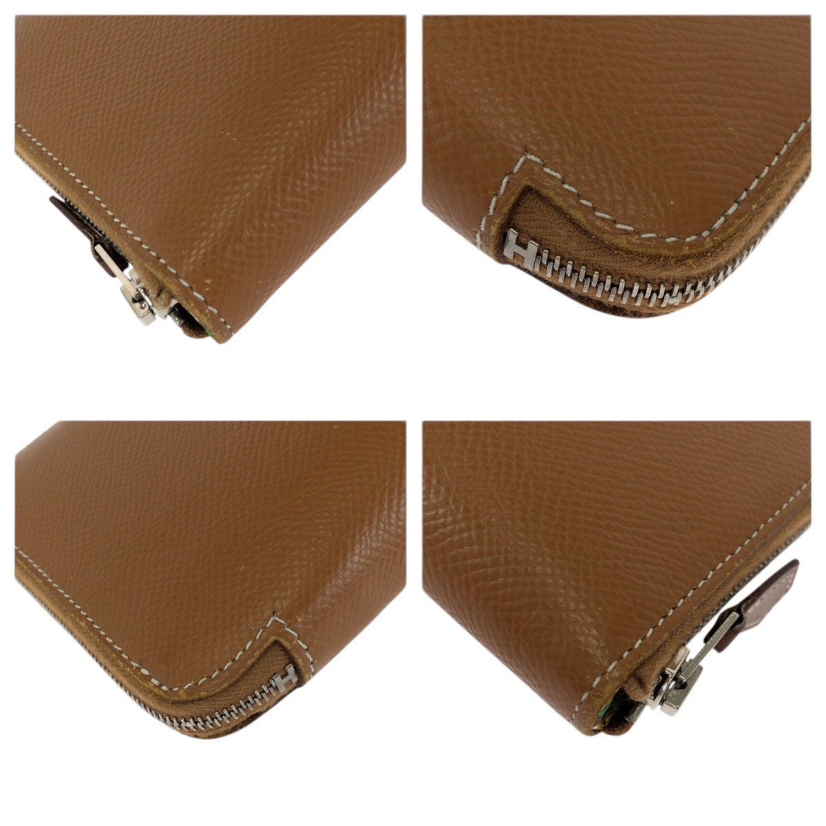 23401
HERMES エルメス アザップロング シルクイン ゴールド ブラウン シルバー金具 ヴォーエプソン 長財布 ラウンドファスナー Y刻印 レディース ABP74