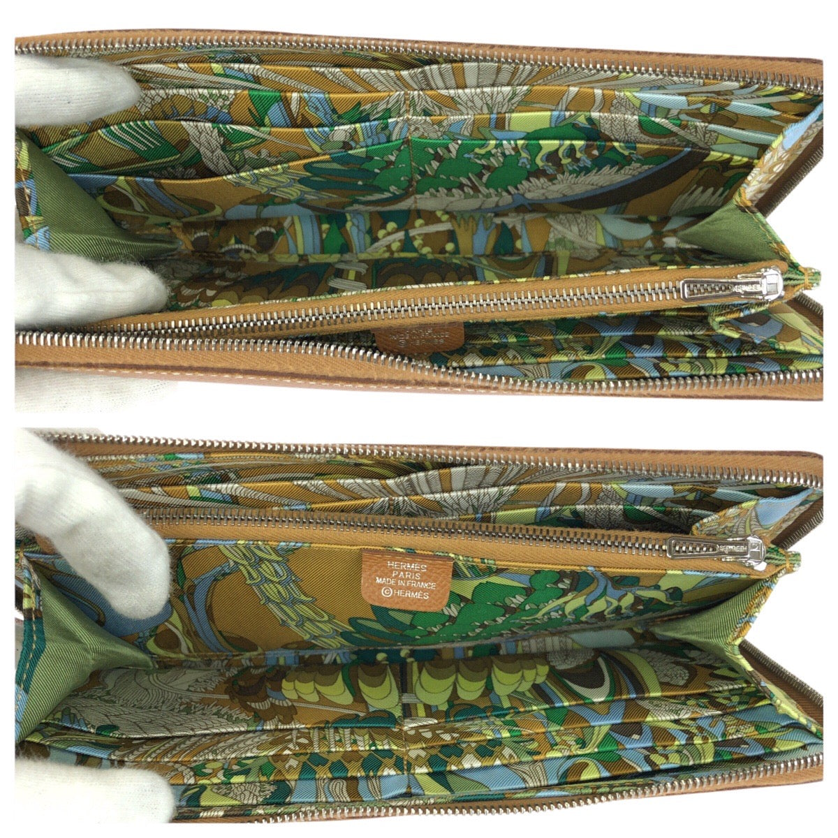 23401
HERMES エルメス アザップロング シルクイン ゴールド ブラウン シルバー金具 ヴォーエプソン 長財布 ラウンドファスナー Y刻印 レディース ABP74