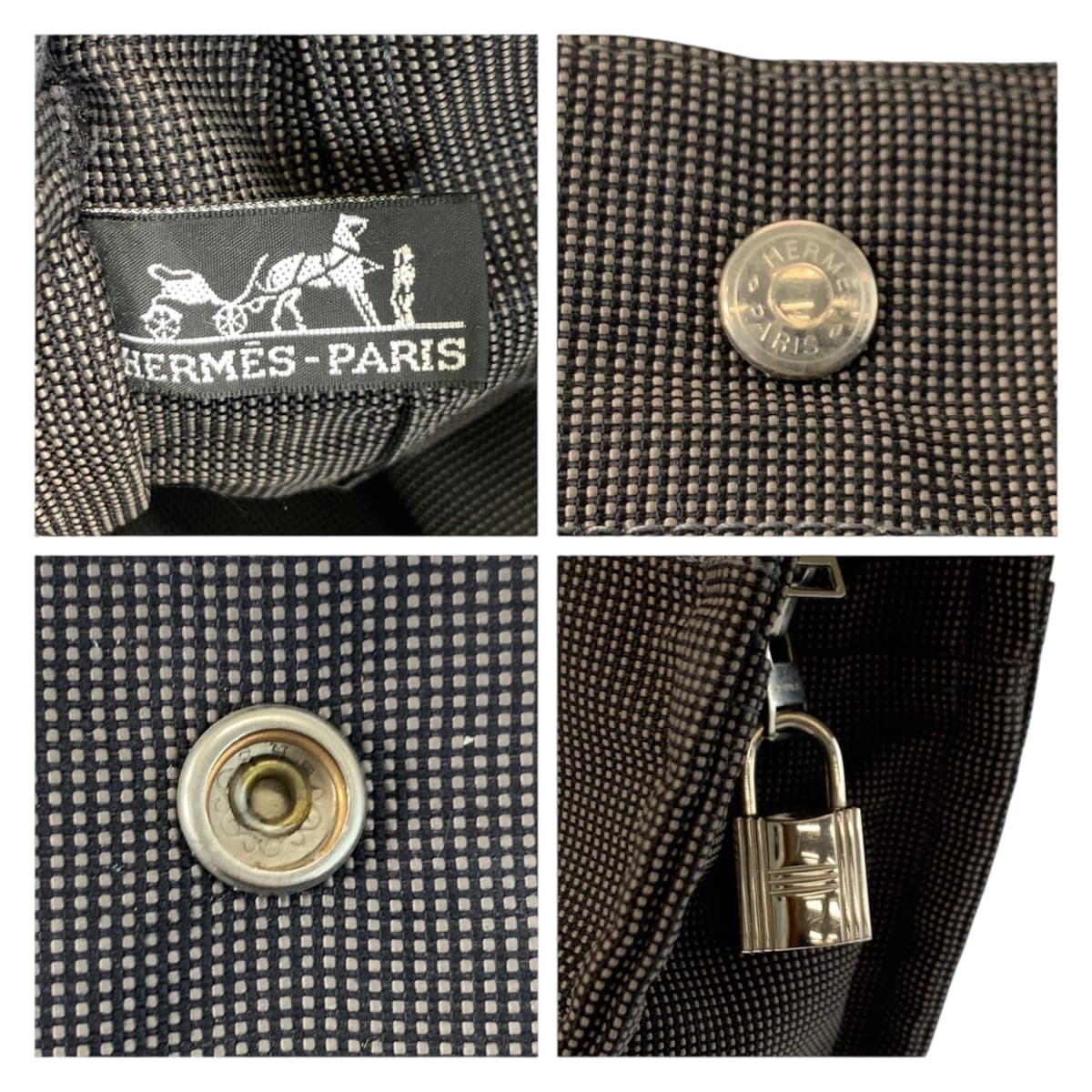 23402
HERMES エルメス エールラインMM グレー シルバー金具 ポリアミド / ポリエステル トートバッグ ハンドバッグ レディース ABP21